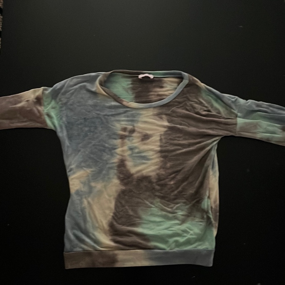 Pink Lily Tie-Dye Tee Long-Sleeve, Size Small, Colors Black, Green, Yellow, Blue